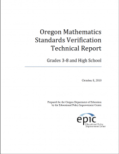 Oregon Math Standards Verification Technical Report Cover Page