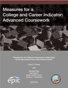 Measures for a College and Career Indicator: Advanced Coursework