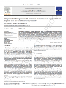 interpersonal and intrapersonal skill assessment alternatives report cover